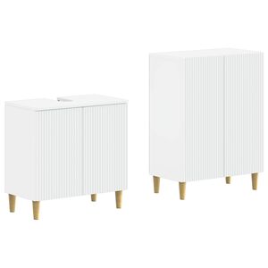 vidaXL 2 Piece Bathroom Cabinet Set ARNHEM White Engineered Wood