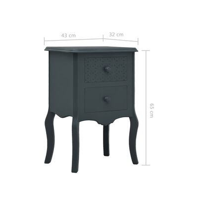 vidaXL Bedside Cabinet Grey 43x32x65 cm MDF