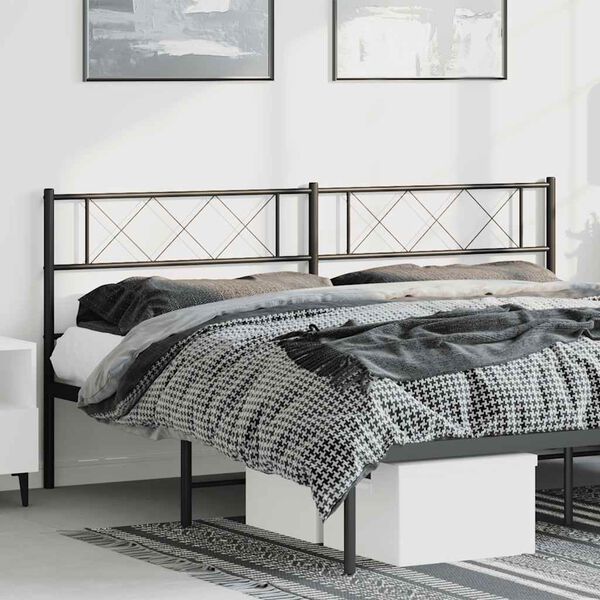 vidaXL Metal Replace Headboard Black 180 cm