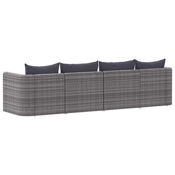 vidaXL 4 Piece Garden Sofa Set with Cushions Grey Poly Rattan