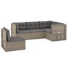 vidaXL 5 Piece Garden Lounge Set with Cushions Grey Poly Rattan