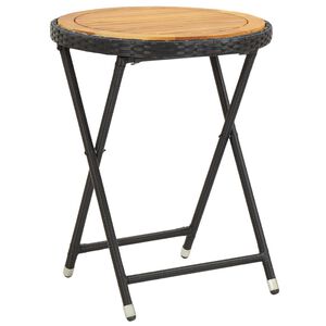 vidaXL Tea Table | Black | Solid Acacia wood | 60 cm Diameter | Foldable