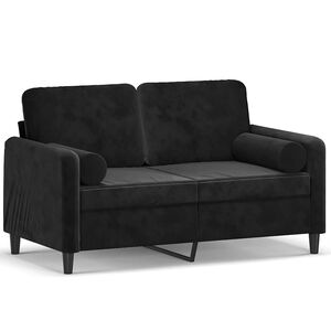 vidaXL 2-Seater Sofa with Throw Pillows Black 120 cm Velvet
