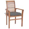 vidaXL Dining Chairs 6 pcs with Grey Cushions Solid Teak Wood