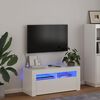vidaXL TV Cabinet with LED Lights High Gloss White 90x35x40 cm