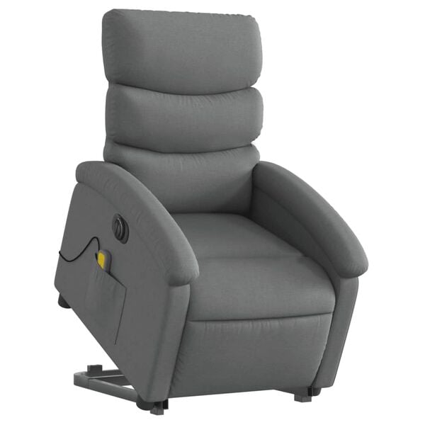 vidaXL Electric Stand up Massage Recliner Chair Dark Grey Fabric