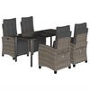 vidaXL 5 Piece Garden Dining Set with Cushions Grey Poly Rattan