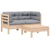 vidaXL 3 Piece Garden Lounge Set with Grey Cushions Solid Pinewood