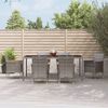 vidaXL 7 Piece Garden Dining Set with Cushions Grey Poly Rattan