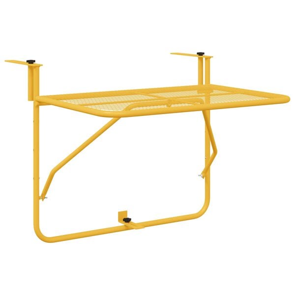 vidaXL Hanging Balcony Table Folding Mustard 60 x 39 x 65 cm Steel