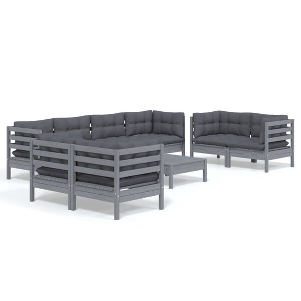 vidaXL 9 Piece Garden Lounge Set with Cushions Solid Pinewood