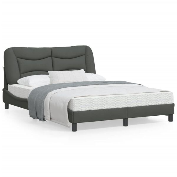 vidaXL Bed Frame without Mattress "Hvar" Dark Grey 137x190 cm Double Fabric