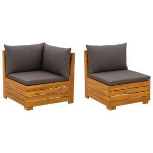 vidaXL Garden Lounge Set with Cushion 2 Piece Brown Solid Acacia Wood