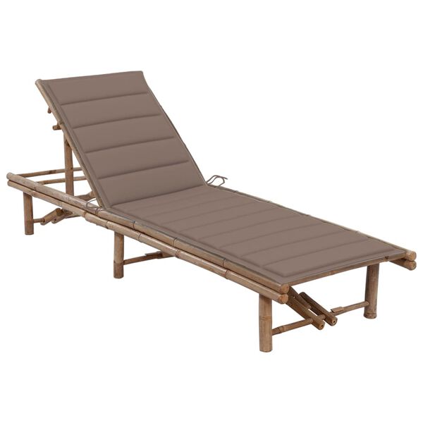 vidaXL Garden Sun Lounger with Cushion Bamboo
