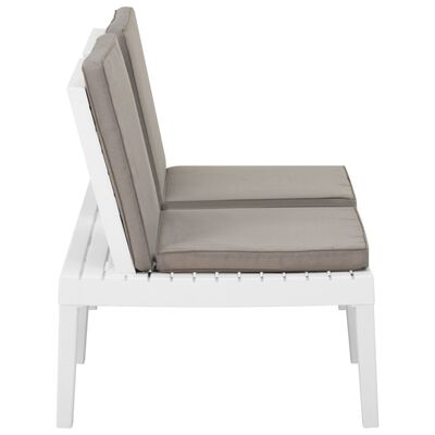 vidaXL Garden Lounge Bench with Cushion Plastic White