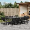 vidaXL 13 Piece Garden Dining Set with Cushions Black Textilene