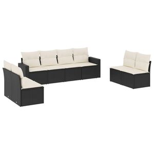vidaXL 8 Piece Garden Sofa Set with Cushions Black Poly Rattan