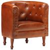 vidaXL Tub Chair Brown Real Leather