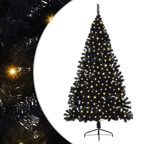vidaXL Artificial Pre-lit Christmas Tree Black 240 cm PVC