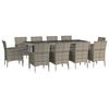 vidaXL 11 Piece Garden Dining Set with Cushions Grey Poly Rattan