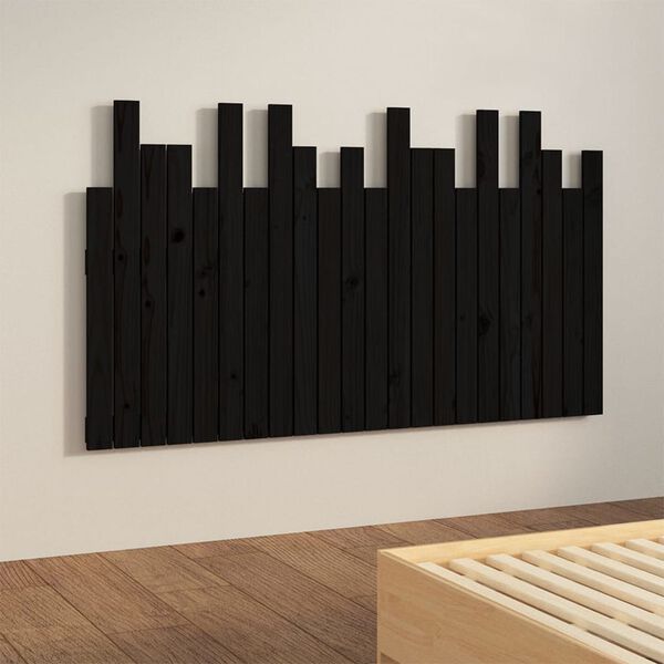 vidaXL Wall Headboard Black 140x3x80 cm Solid Wood Pine