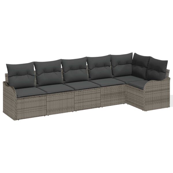 vidaXL Garden Sofa Set Grey Poly Rattan