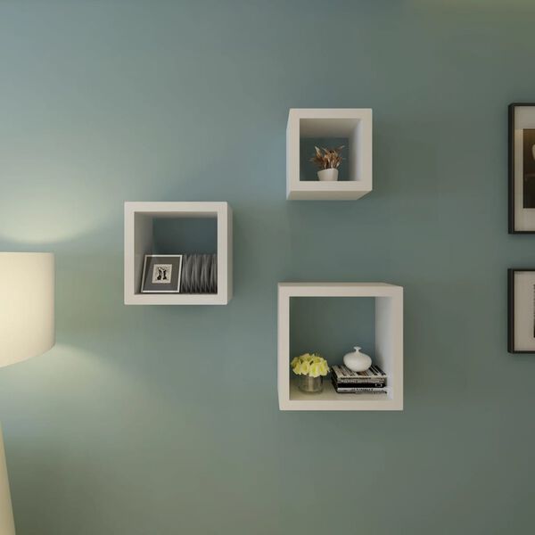 Cube shelf set of 3 White