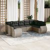 vidaXL 9 Piece Garden Sofa Set with Cushions Grey Poly Rattan