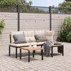 vidaXL Garden Bench Set with Cushions 3 pcs Black Powder-coated Steel