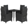 vidaXL 5 Piece Garden Dining Set with Cushions Black Poly Rattan