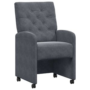 vidaXL Dining Chairs with Wheels 2 pcs Velvet Dark grey