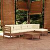 vidaXL 6 Piece Garden Lounge Set with Cushions Honey Brown Pinewood