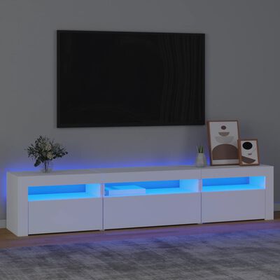 vidaXL TV Cabinet with LED Lights White 195x35x40 cm