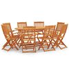 vidaXL Outdoor Dining Set | Natural Wood | Solid eucalyptus wood | 9 Piece Set