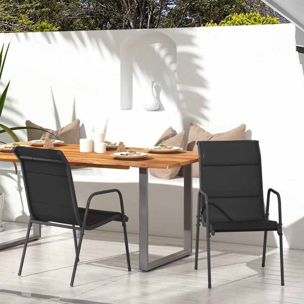 vidaXL Garden Chairs 2 pcs Steel and Textilene Black