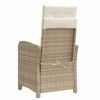 vidaXL Reclining Garden Chair with Cushions Beige Poly Rattan