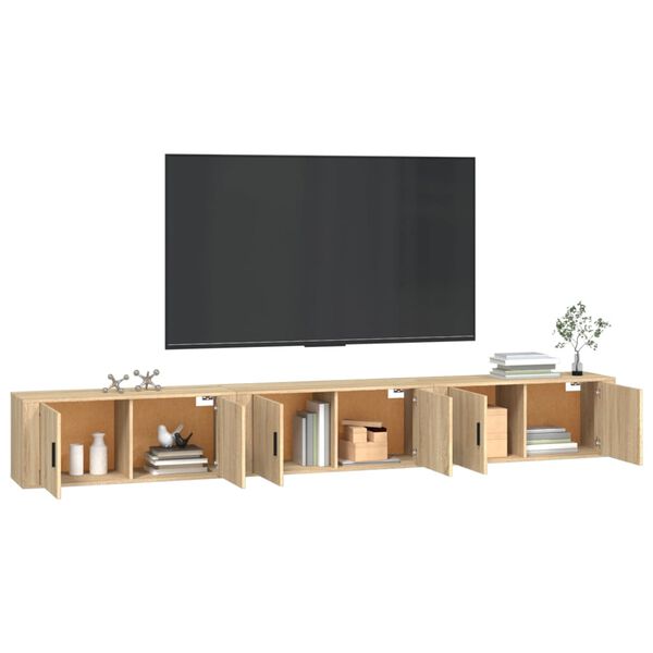 vidaXL Wall-mounted TV Cabinets 3 pcs Sonoma Oak 100x34.5x40 cm