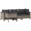 vidaXL 4 Piece Garden Lounge Set with Cushions Grey Poly Rattan