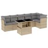 vidaXL 7 Piece Garden Sofa Set with Cushions Beige Poly Rattan