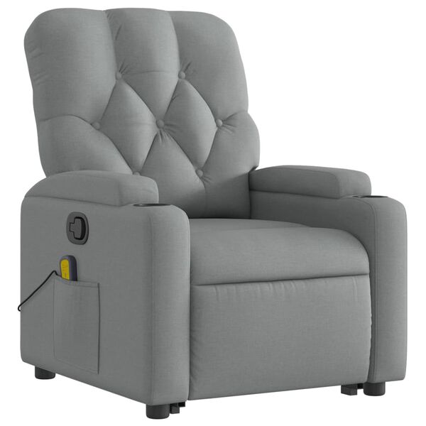 vidaXL Stand up Massage Recliner Chair Light Grey Fabric
