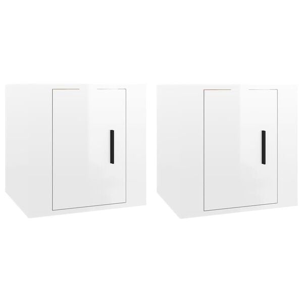 vidaXL Wall Mounted TV Cabinets 2 pcs High Gloss White 40x34.5x40 cm