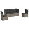 vidaXL 5 Piece Garden Sofa Set with Cushions Grey Poly Rattan