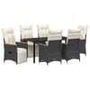 vidaXL Garden Dining Set with Cushion 7 pcs Black Poly Rattan