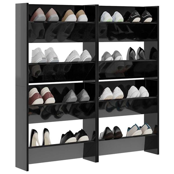 vidaXL Wall Shoe Cabinets 4 pcs High Gloss Black 60x18x60 cm Engineered Wood