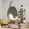 vidaXL Hanging Egg Chair with Stand Beige Fabric and Steel