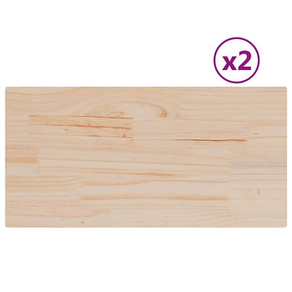 vidaXL Table Tops 2 pcs 60x30x2.5 cm Rectangular Solid Wood Pine