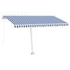 vidaXL Freestanding Manual Retractable Awning 400x300 cm Blue/White (313191+46831+315091)