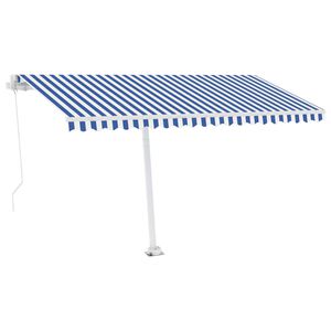 vidaXL Freestanding Manual Retractable Awning 400x300 cm Blue/White (313191+46831+315091)