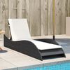 vidaXL Sun Lounger with Cushion Black 60x205x73 cm Poly Rattan