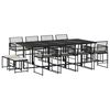 vidaXL 13 Piece Garden Dining Set with Cushions Black Poly Rattan